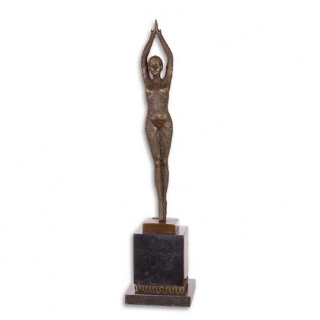 Dansatoare Art Deco - statueta din bronz pe soclu din marmura