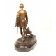 Vanator cu un ogar - statueta din bronz pe soclu din marmura