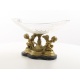 Platou din cristal cu picior cu ingerasi din bronz