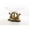 Platou din cristal cu picior cu ingerasi din bronz