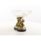 Platou din cristal cu picior cu ingerasi din bronz
