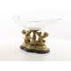 Platou din cristal cu picior cu ingerasi din bronz