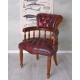 Scaun Chesterfield din lemn mahon cu tapiterie din piele burgund