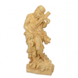 Statueta mare din rasini cu un barbat cu un crucifx