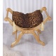 Scaunel turcesc din lemn masiv auriu cu tapiterie leopard