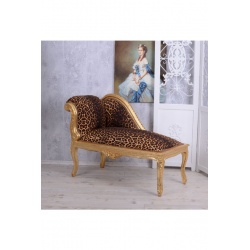 Sofa din lemn masiv auriu cu tapiterie leopard
