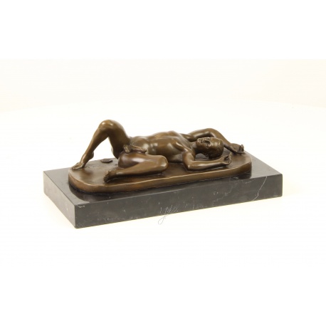 Nud - statueta erotica din bronz pe soclu din marmura