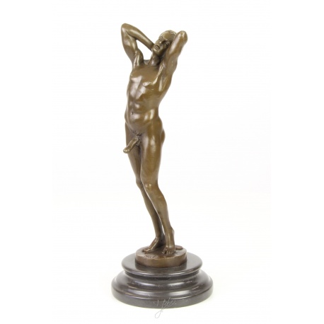 Nud - statueta erotica din bronz pe soclu din marmura