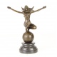 Femeie pe globul pamantesc- statueta din bronz pe soclu din marmura