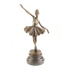 Balerina - statueta din bronz pictat pe soclu din marmura
