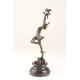 Dansatoare cu pasari - statueta din bronz pictat pe soclu din marmura
