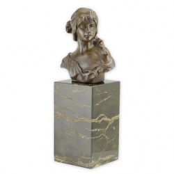 Chip de femeie - statueta din bronz pe soclu din marmura