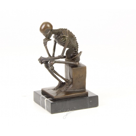Skeleton - statueta din bronz pe soclu din marmura