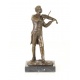 Cantaret cu vioara - statueta din bronz pictat pe soclu din marmura