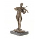 Cantaret cu vioara - statueta din bronz pictat pe soclu din marmura