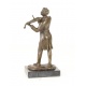 Cantaret cu vioara - statueta din bronz pictat pe soclu din marmura
