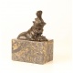 Rinocer facand baie- statueta din bronz pe soclu din marmura