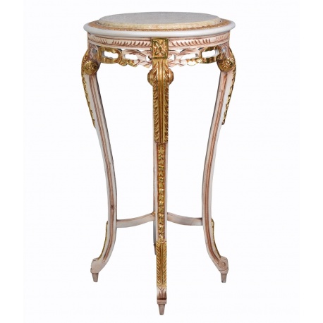 Masa din lemn alb cu blat din marmura bej