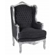 Fotoliu din lemn masiv argintiu cu tapiterie neagra