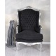 Fotoliu din lemn masiv argintiu cu tapiterie neagra
