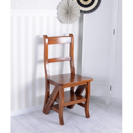 Scaun scara din lemn mahon