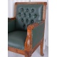 Scaun Chesterfield din lemn mahon cu tapiterie verde