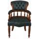 Scaun Chesterfield din lemn mahon cu tapiterie verde