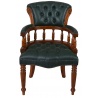 Scaun Chesterfield din lemn mahon cu tapiterie verde