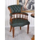 Scaun Chesterfield din lemn mahon cu tapiterie verde