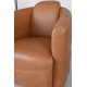 Fotoliu Art Deco din lemn masiv cu piele maro deschis groasa