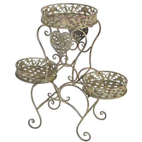 Suport pentru trei ghivece din fier forjat antik green