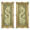 Set doua tablouri cu rama aurie si decoratiuni din alabastru