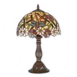 Lampa Tiffany din bronz cu libelule si flori