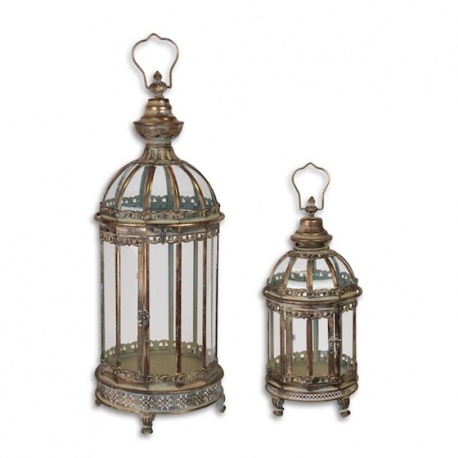 Set doua felinare din metal auriu antichizat