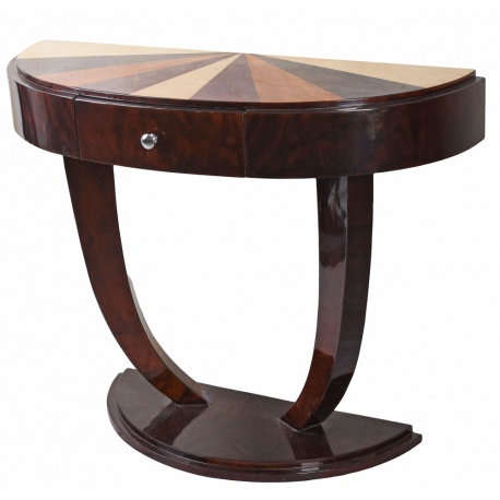 Consola Art Deco din lemn masiv furniruit cu model