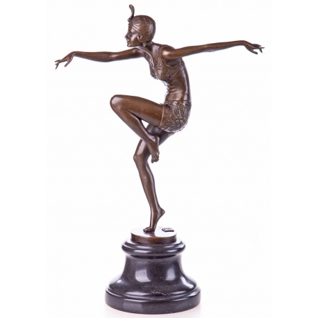 Dansatoare Art Deco- statueta din bronz pe soclu din marmura