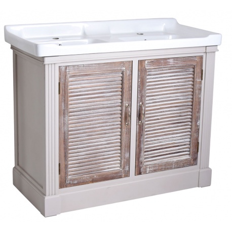 Lavoar din lemn masiv grej si doua usi bej