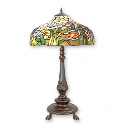 Lampa mare Tiffany de masa cu decoratiuni colorate