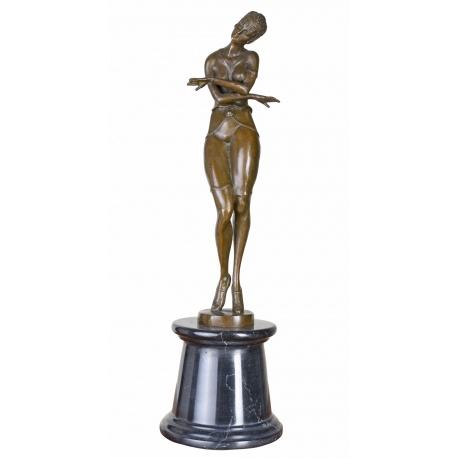 Femeie dezgolita - statueta din bronz pe soclu din marmura