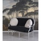 Sofa Madame Pompadour din lemn masiv argintiu cu tapiterie neagra