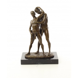 Doi barbati - statueta erotica pe soclu din marmura