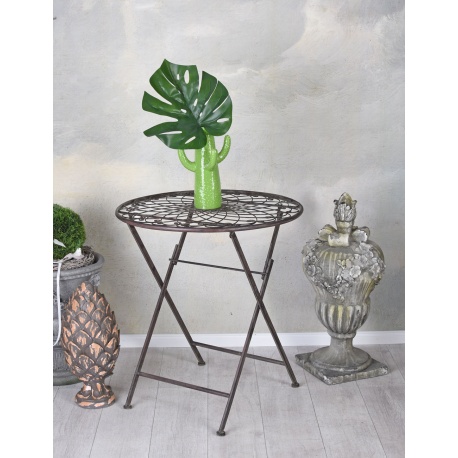 Masa rotunda din fier forjat antik black