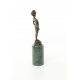 Fetita cu trandafir- statueta din bronz pe soclu din marmura verde