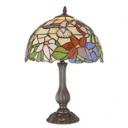 Lampa de masa Tiffany cu abajur cu flori stilizate