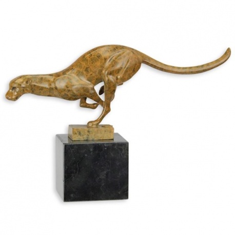 Puma - statueta din bronz pe un soclu din marmura