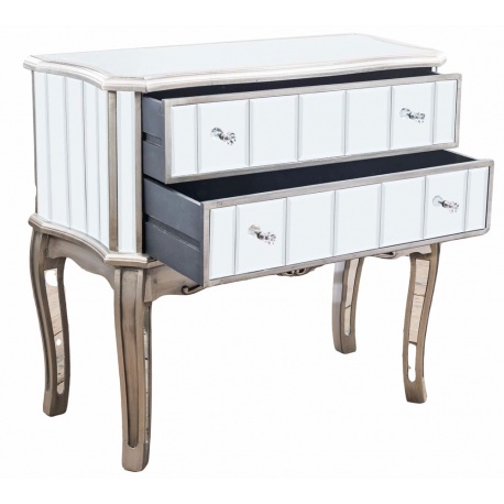 Comoda din lemn masiv argintiu cu oglinda