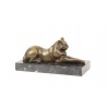 Pisica-statueta din bronz pe un soclu din marmura