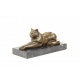 Pisica-statueta din bronz pe un soclu din marmura