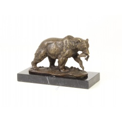 Urs grizly-statueta din bronz pe un soclu din marmura