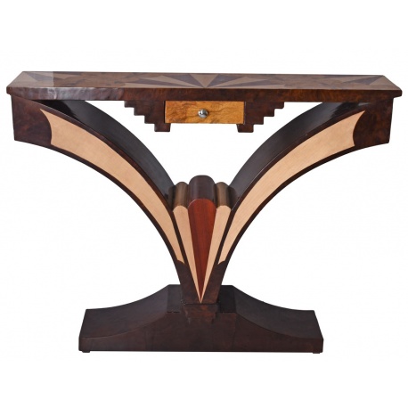 Consola Art Deco din lemn masiv furniruit